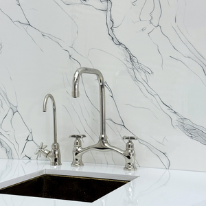 Polished Nickel Vintage Bridge Kitchen Faucet with Cross Handles – Ellington – alternate view 10