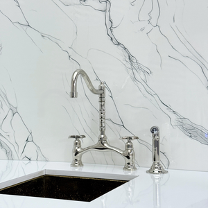 Polished Nickel Victorian Bridge Kitchen Faucet with Cross Handles – Dorchester – alternate view 12