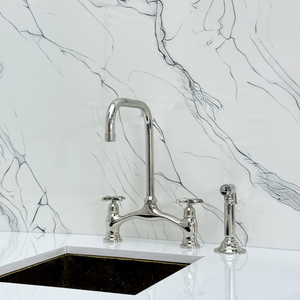 Polished Nickel Vintage Bridge Kitchen Faucet with Cross Handles – Ellington – alternate view 12
