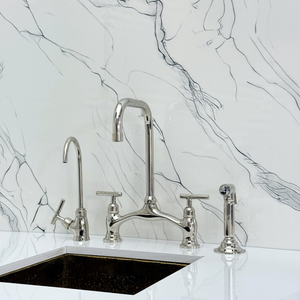 Polished Nickel Vintage Bridge Kitchen Faucet with Lever Handles – Ellington – alternate view 4