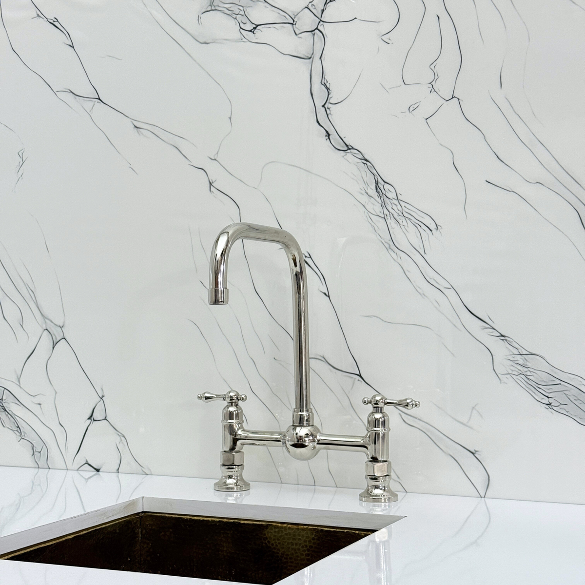 Polished Nickel Classic Bridge Kitchen Faucet with Lever Handles – Finsbury – alternate view 7