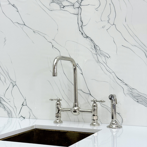 Polished Nickel Classic Bridge Kitchen Faucet with Lever Handles – Finsbury – alternate view 11