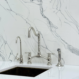 Polished Nickel Victorian Bridge Kitchen Faucet with Lever Handles – Dorchester