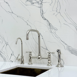 Polished Nickel Classic Bridge Kitchen Faucet with Lever Handles – Finsbury