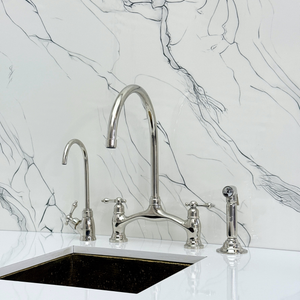 Polished Nickel Bridge Kitchen Faucet with Lever Handles – Ashford – alternate view 2