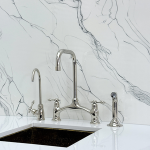 Polished Nickel Vintage Bridge Kitchen Faucet with Lever Handles – Ellington
