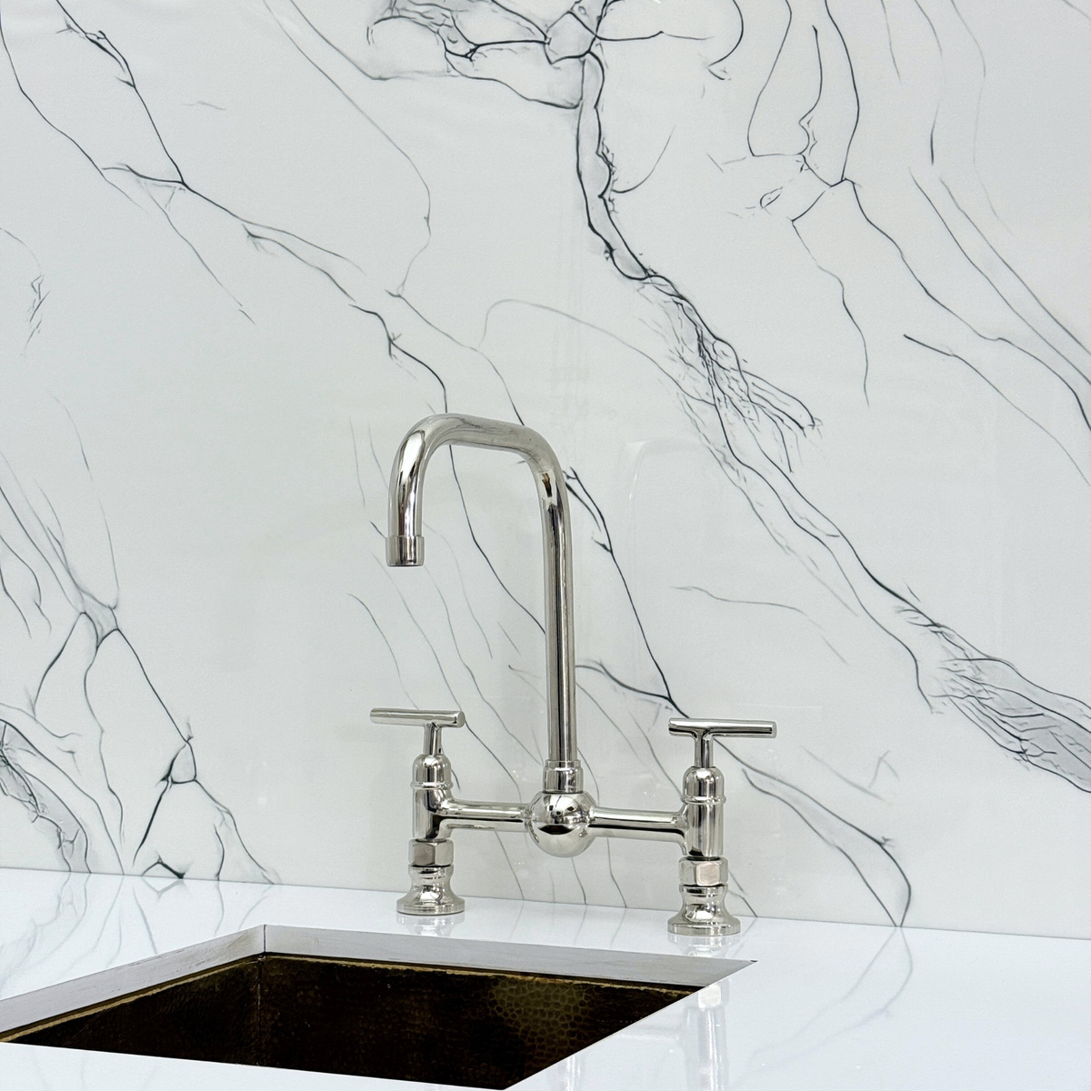 Polished Nickel Classic Bridge Kitchen Faucet with Lever Handles – Finsbury – alternate view 8