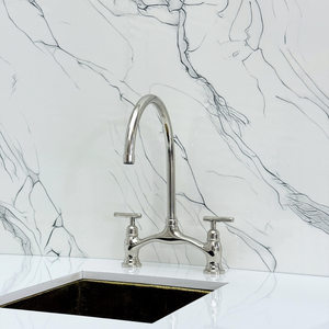 Polished Nickel Bridge Kitchen Faucet with Lever Handles – Ashford – alternate view 9