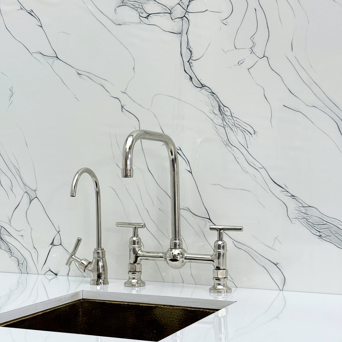 Polished Nickel Classic Bridge Kitchen Faucet with Lever Handles – Finsbury – alternate view 10