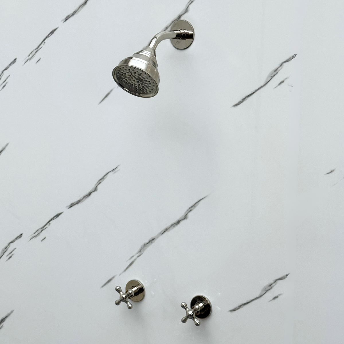 Polished Nickel Adjustable Round Rain Shower System — Short arm (PNCSS-008) — detail view 8