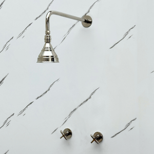 Polished Nickel Adjustable Round Rain Shower System — Straight arm (PNCSS-006) — detail view 4