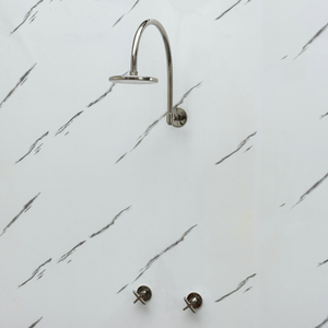 Polished Nickel Flat Round Rain Shower System — Arcuate arm (PNCSS-001) — detail view 9
