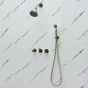 Polished Nickel Round Rain Shower System with Handheld — Short arm (PNCSS-020) — detail view 4