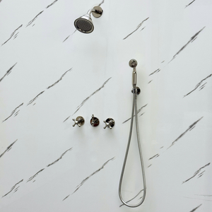 Polished Nickel Round Rain Shower System with Handheld — Short arm (PNCSS-020) — detail view 9