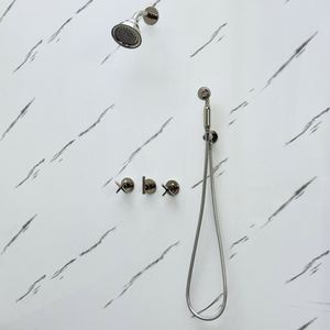 Polished Nickel Round Rain Shower System with Handheld — Short arm (PNCSS-020) — detail view 10