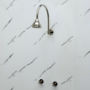 Polished Nickel Round Rain Shower System — Arcuate arm (PNCSS-002) — detail view 9