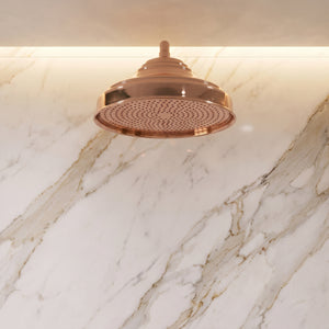 Aura Solid Copper Rain Shower Head – Unlacquered Living Finish