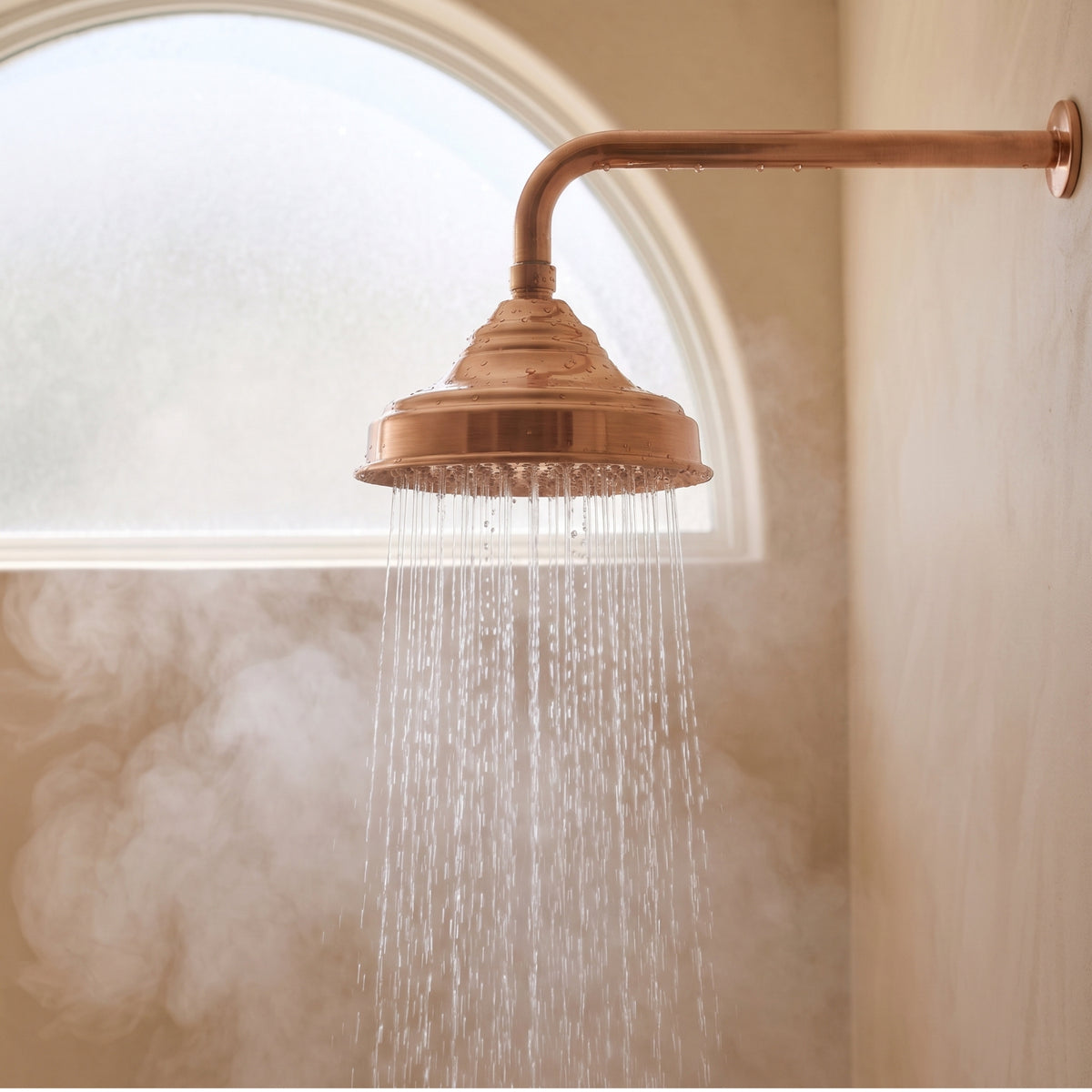 Aura Solid Copper Rain Shower Head – Unlacquered Living Finish