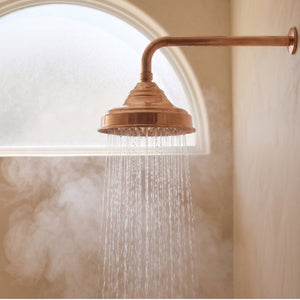 Aura Solid Copper Rain Shower Head – Unlacquered Living Finish