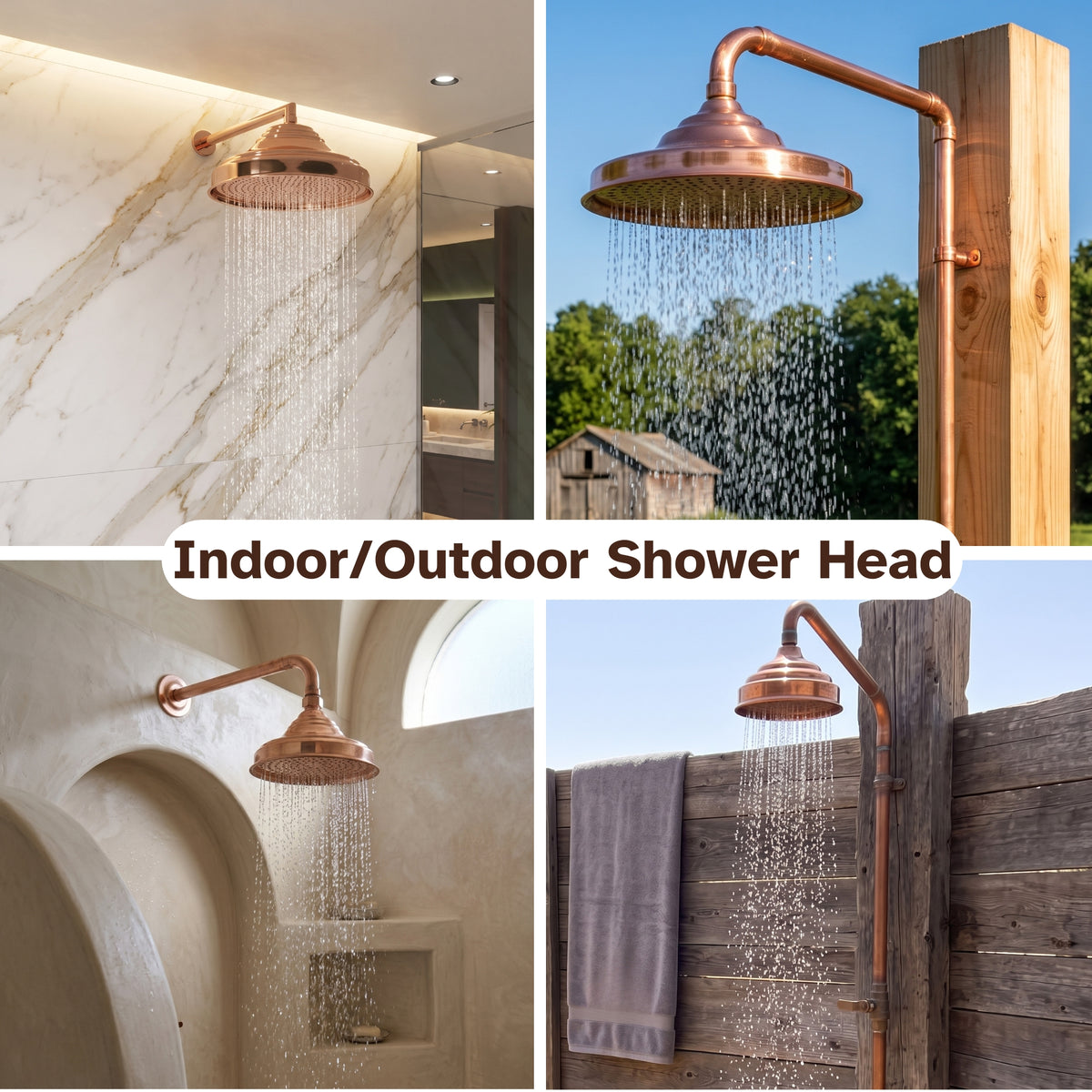 Aura Solid Copper Rain Shower Head – Unlacquered Living Finish