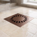 Solid Brass Hammered Square Shower Drain, Antique Copper Finish Bathroom Drain with Removable Cover