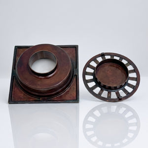 Solid Brass Hammered Square Shower Drain, Antique Copper Finish Bathroom Drain with Removable Cover