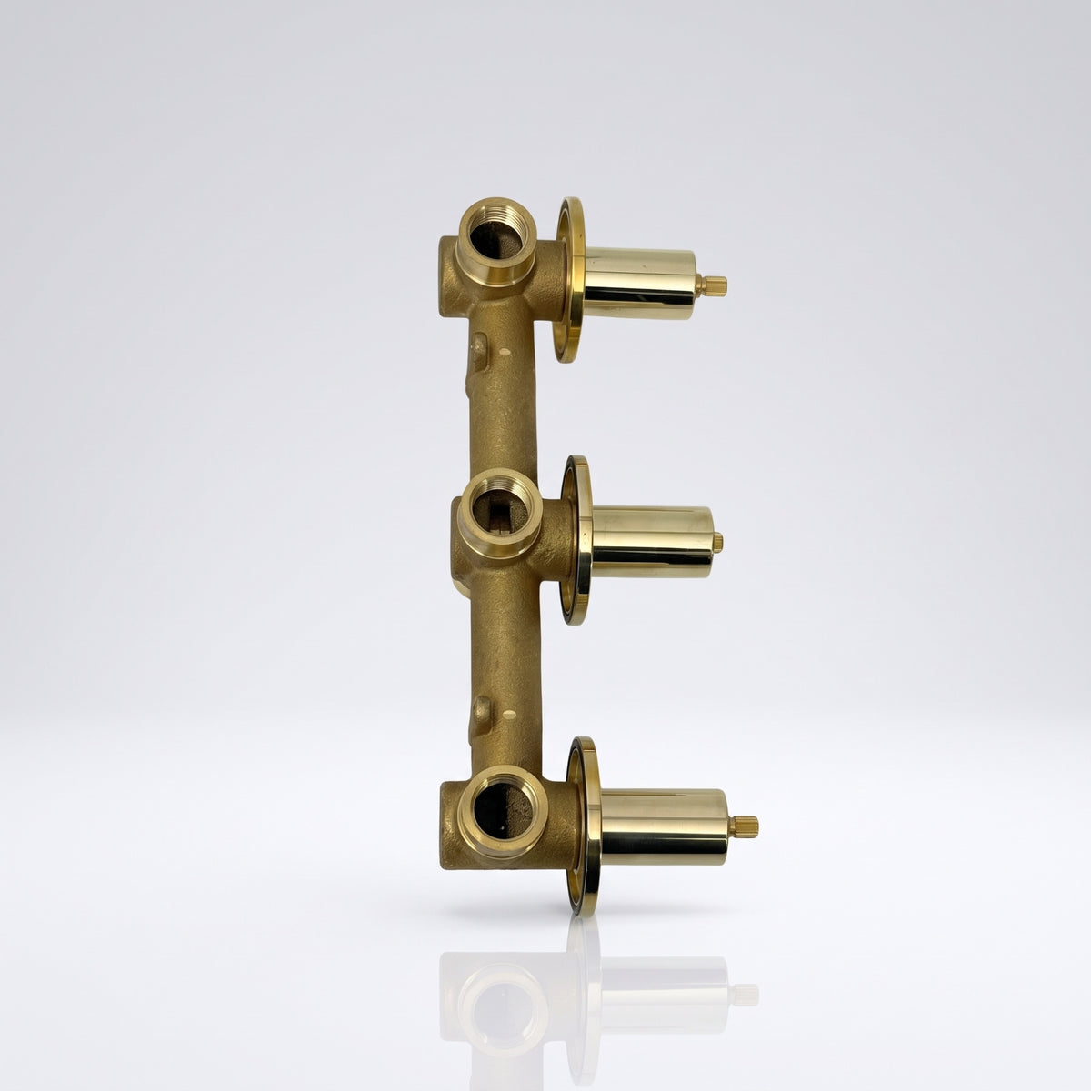 Solid Solid Brass 2 Way Valve, 3 Handles Bathroom Shower Valve