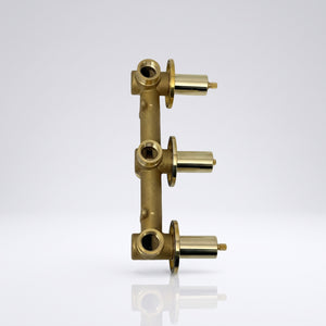 Solid Solid Brass 2 Way Valve, 3 Handles Bathroom Shower Valve