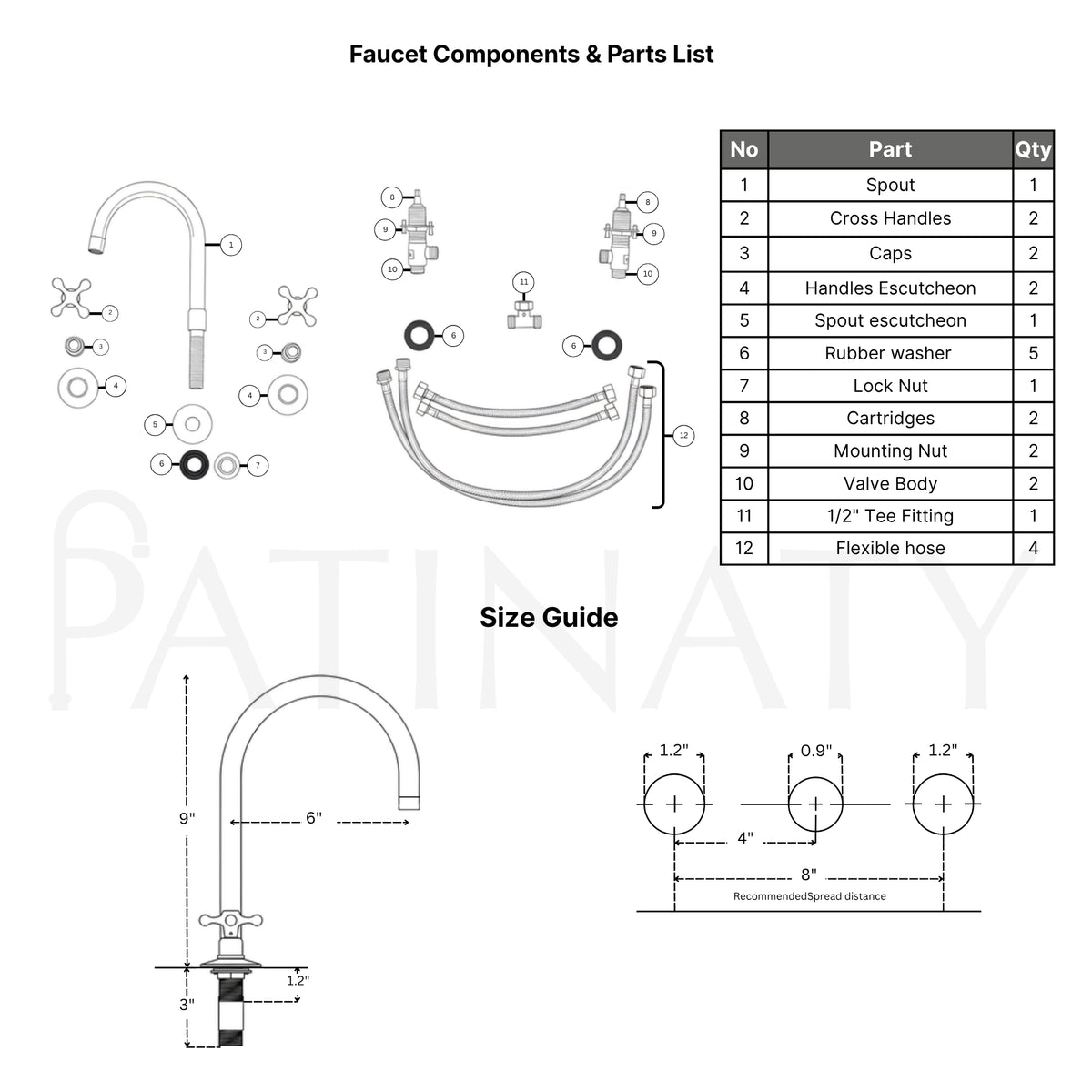 Unlacquered Brass Widespread Bathroom Faucet – Grand Arc