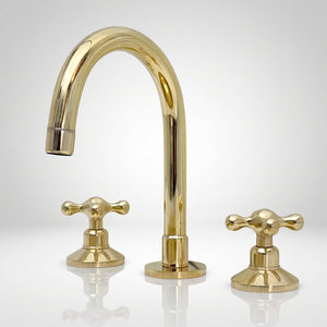 Unlacquered Brass Widespread Bathroom Faucet – Grand Arc