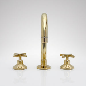 Unlacquered Brass Widespread Bathroom Faucet – Grand Arc