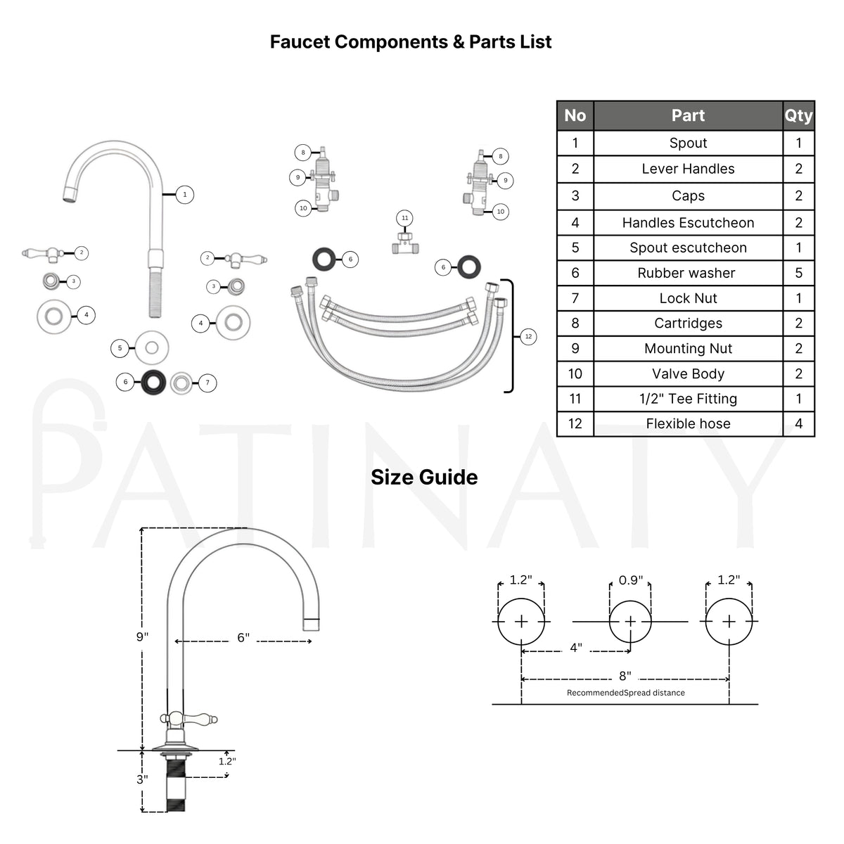Unlacquered Brass High-Arc Widespread Bathroom Faucet with Lever Handles – Grand Arc