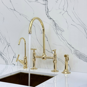 Unlacquered Brass Bridge Kitchen Faucet with Lever Handles – Harrington – alternate view 5