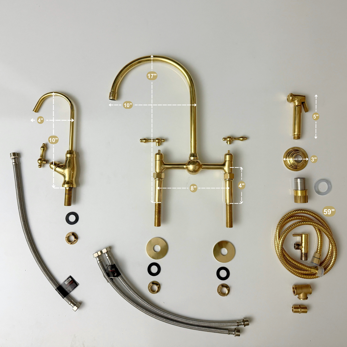 Unlacquered Brass Bridge Kitchen Faucet with Lever Handles – Harrington – alternate view 14