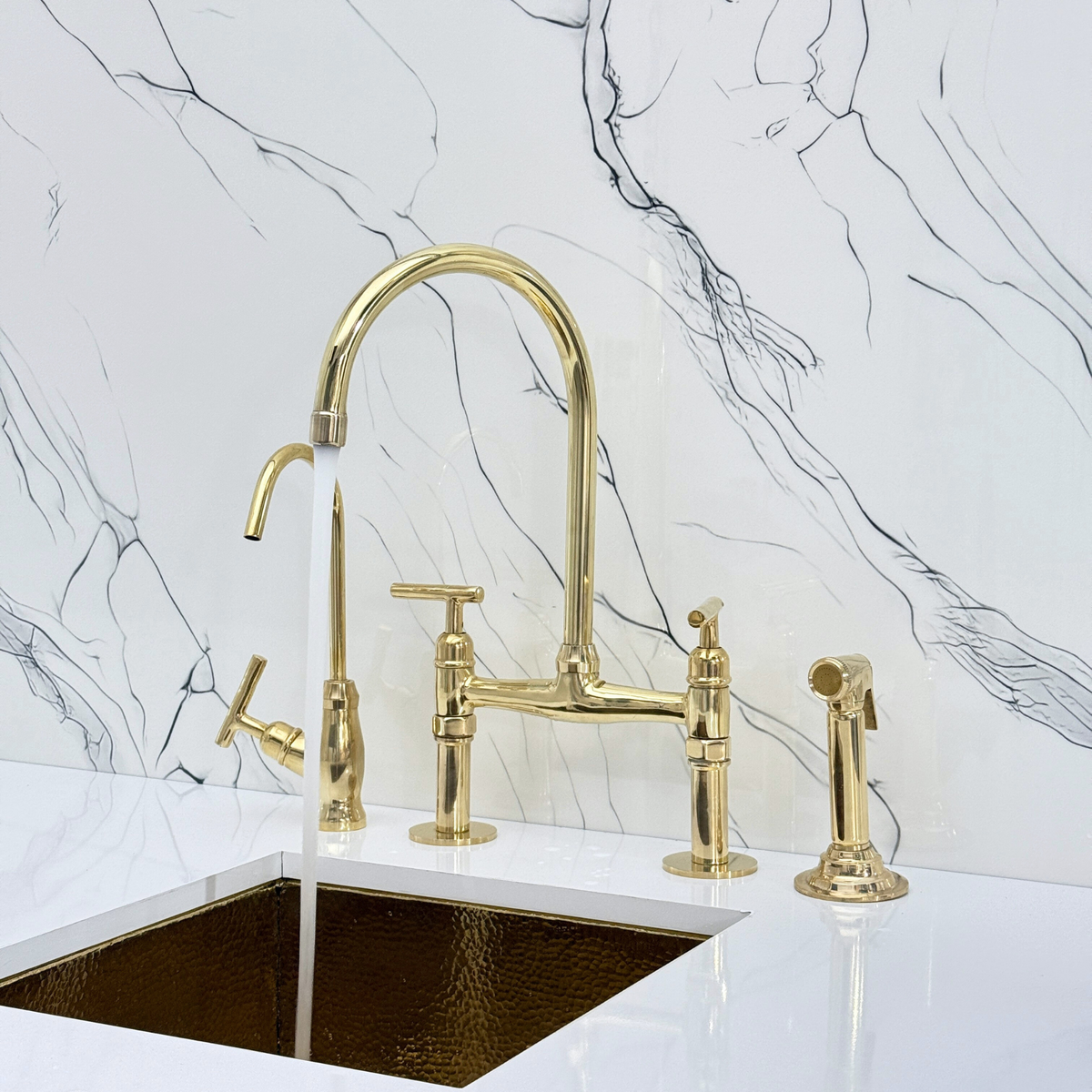 Unlacquered Brass Bridge Kitchen Faucet with Lever Handles – Dorchester – alternate view 4