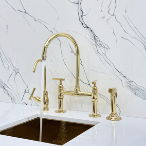 Unlacquered Brass Bridge Kitchen Faucet with Lever Handles – Dorchester – alternate view 4