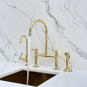 Unlacquered Brass Bridge Kitchen Faucet with Lever Handles – Dorchester – alternate view 2