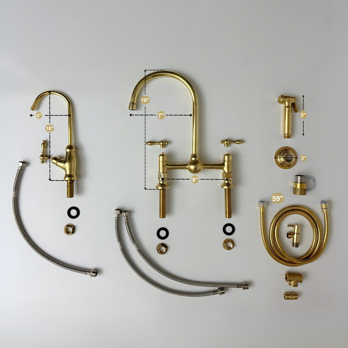 Unlacquered Brass Bridge Kitchen Faucet with Lever Handles – Lancaster – alternate view 12