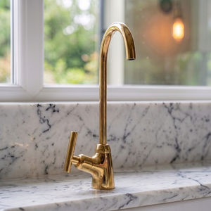 Unlacquered Brass Cold Water Faucet with Lever Handle, 10-Inch Height