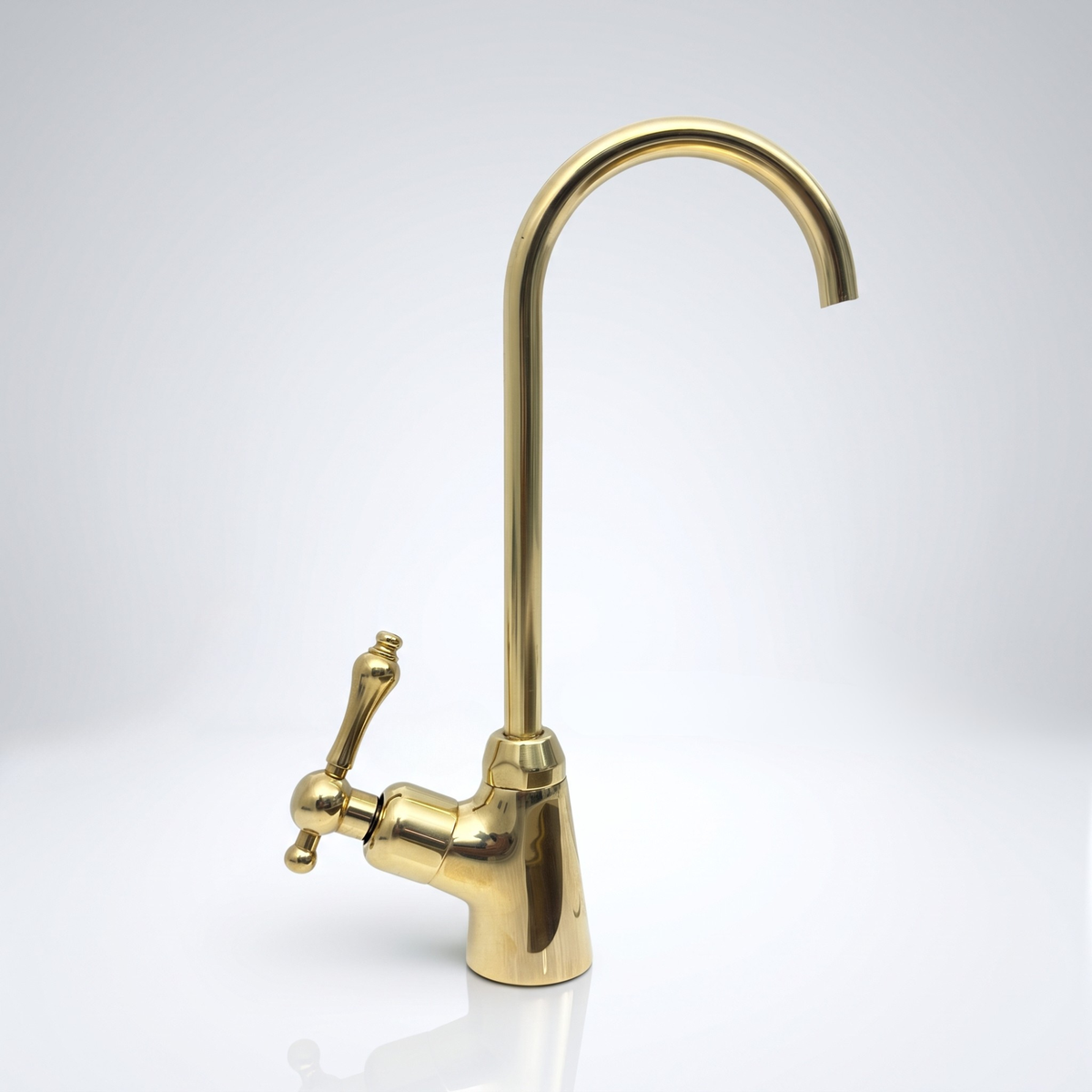 Unlacquered Brass Cold Water Faucet with Lever Handle, 10-Inch Height