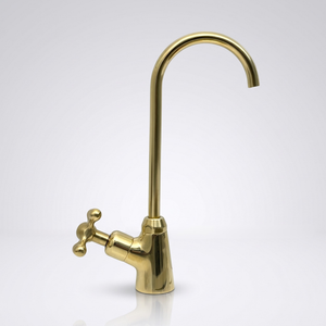Unlacquered Brass Cold Water Faucet with Cross Handle, 10-Inch Height