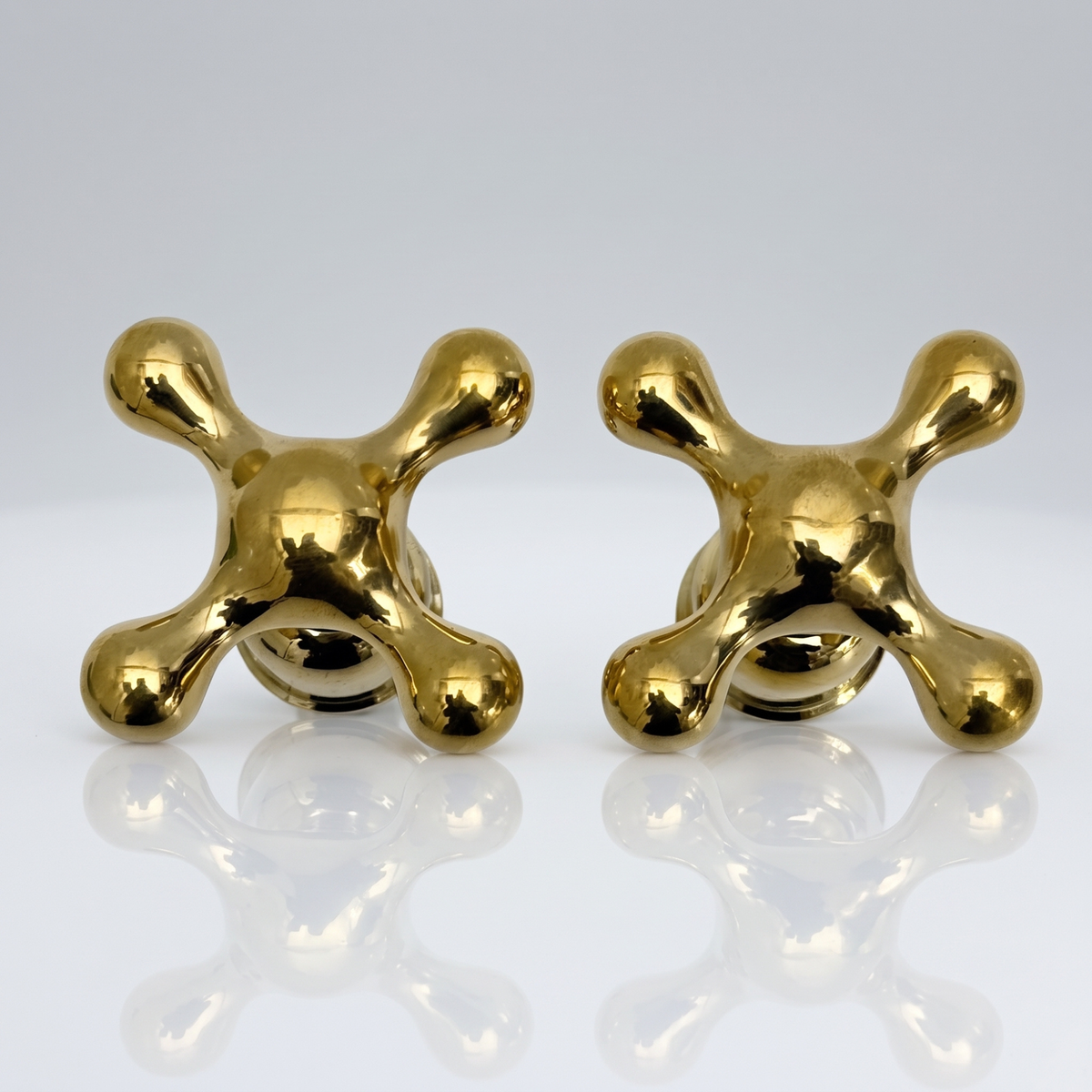Unlacquered Brass Cross Handles with Cartridge, Solid Brass Cross Handles for Brass Fixtures