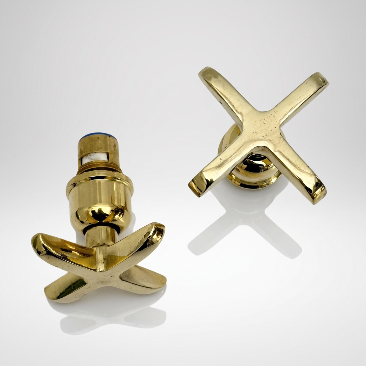 Unlacquered Brass Cross Handles with Cartridge, Solid Brass Cross Handles for Brass Fixtures