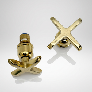 Unlacquered Brass Cross Handles with Cartridge, Solid Brass Cross Handles for Brass Fixtures