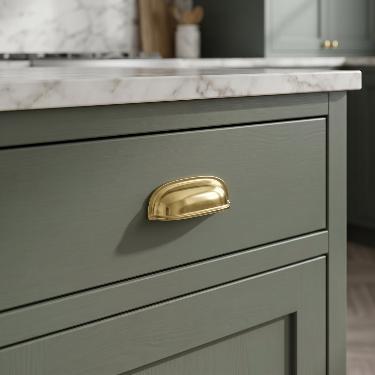 Unlacquered Brass Cup Pull Handles, Solid Brass Kitchen Bin Pull