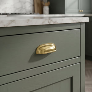 Unlacquered Brass Cup Pull Handles, Solid Brass Kitchen Bin Pull