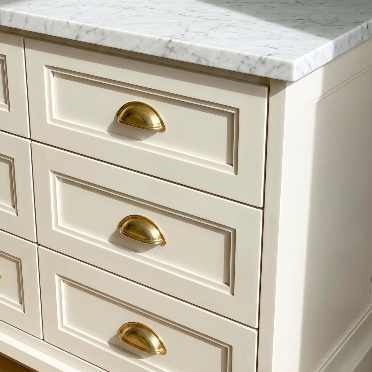Unlacquered Brass Cup Pull Handles, Solid Brass Kitchen Bin Pull