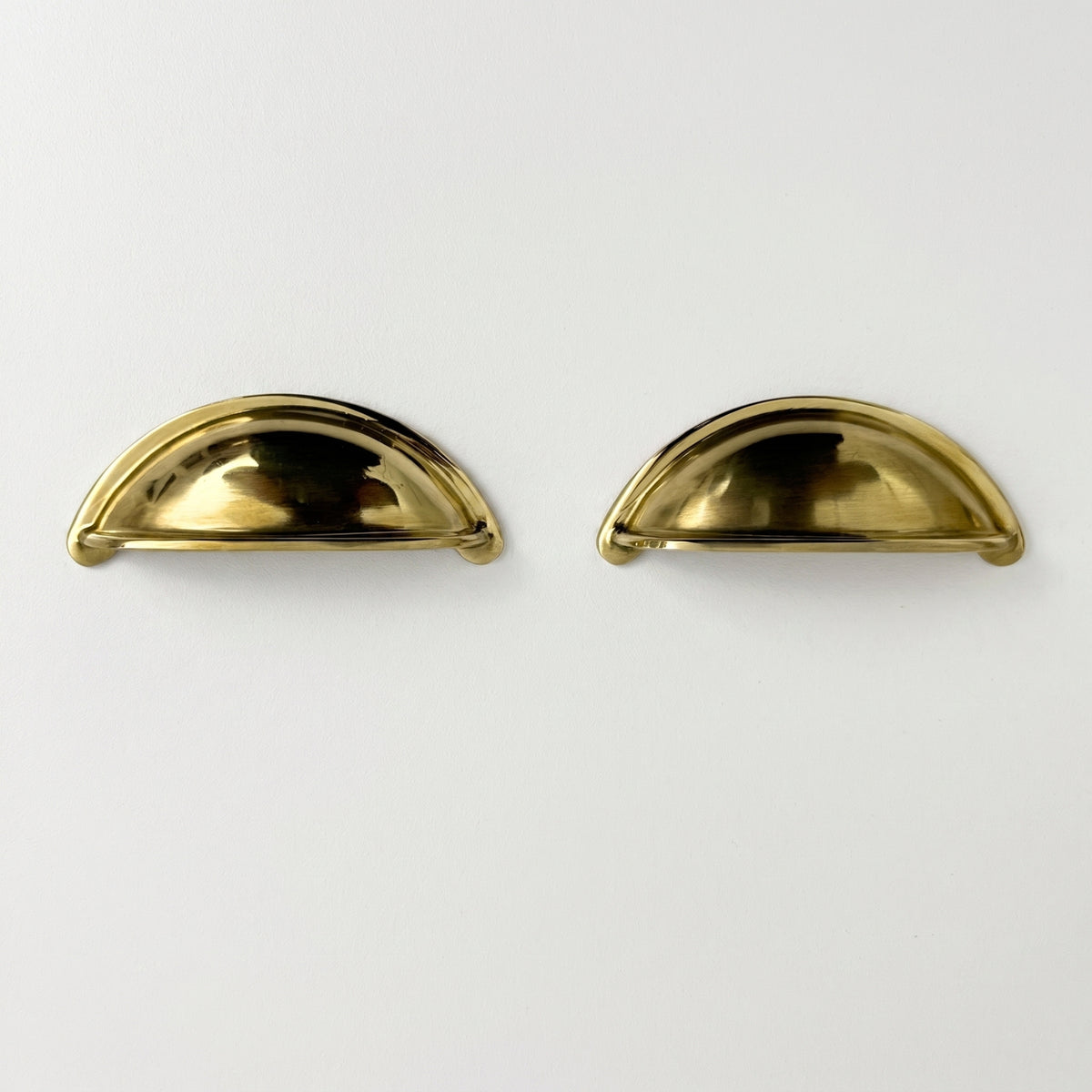 Unlacquered Brass Cup Pull Handles, Solid Brass Kitchen Bin Pull