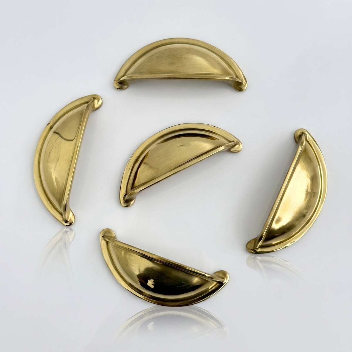 Unlacquered Brass Cup Pull Handles, Solid Brass Kitchen Bin Pull
