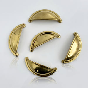 Unlacquered Brass Cup Pull Handles, Solid Brass Kitchen Bin Pull
